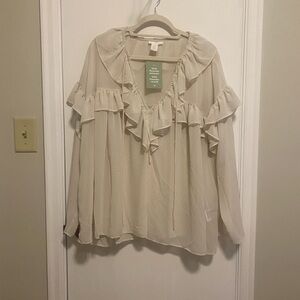 H&M Elegant Cream Ruffled Women's Top